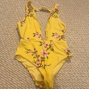 Women’s floral yellow bathing suit